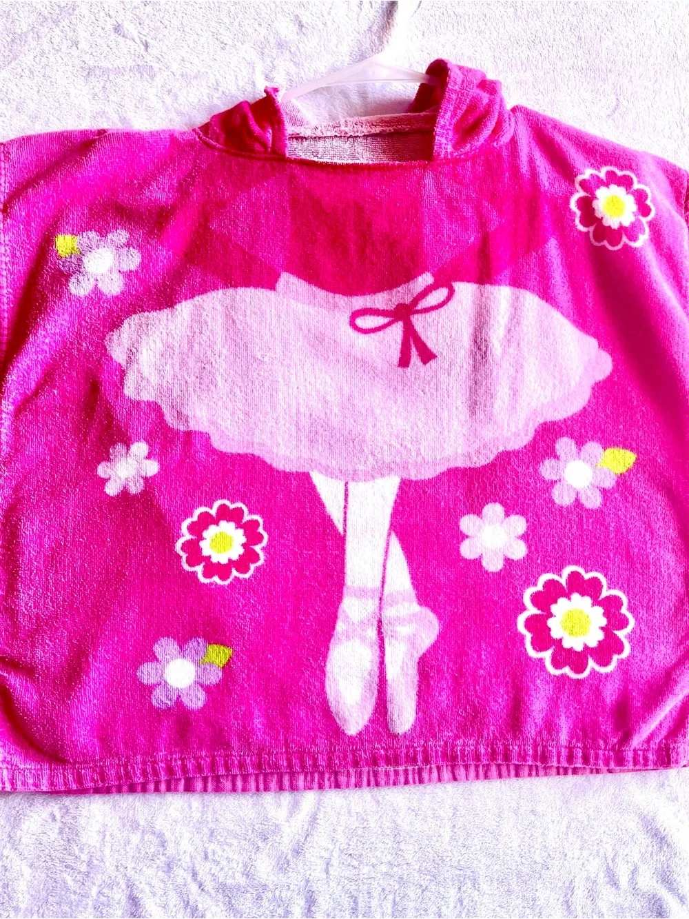 Girls' Hot Pink Ballerina Hooded Towel Poncho